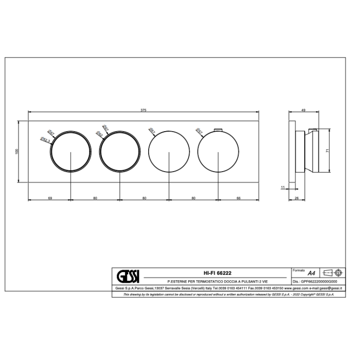 Bateria natryskowa termostatyczna GESSI ORIGINI chrom 66222031