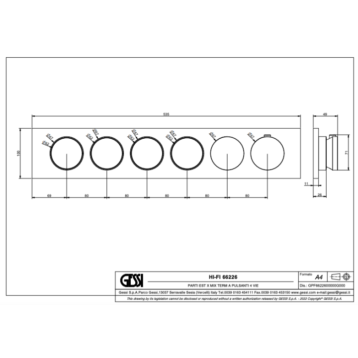 Bateria natryskowa termostatyczna GESSI ORIGINI chrom 66226031