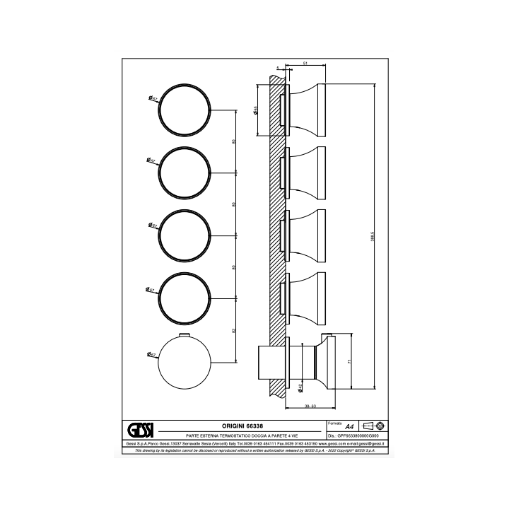 Bateria natryskowa termostatyczna GESSI ORIGINI chrom 66338031