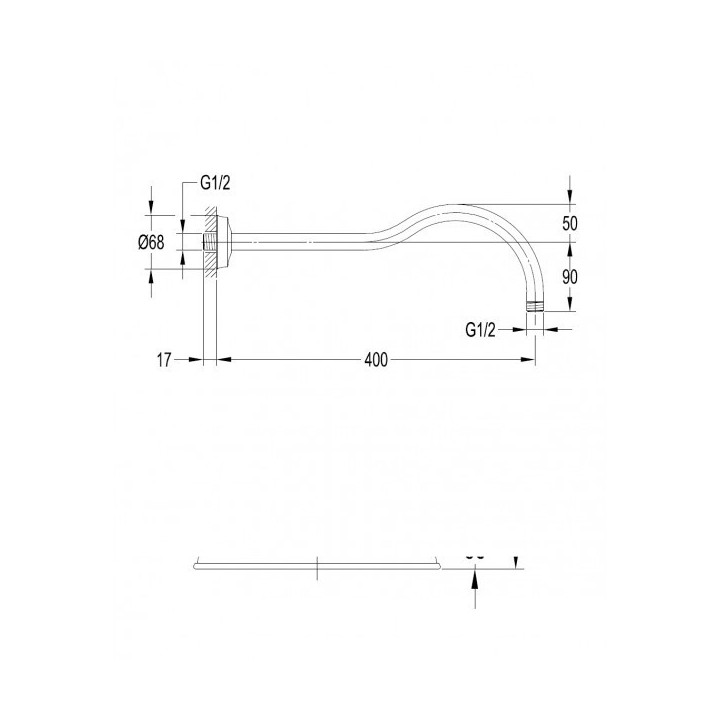 Ramię deszczownicy 40 cm Omnires Armance chrom RA06CR