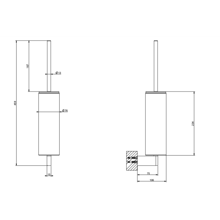 Szczotka WC GESSI ORIGINI czarna/chrom 66420031