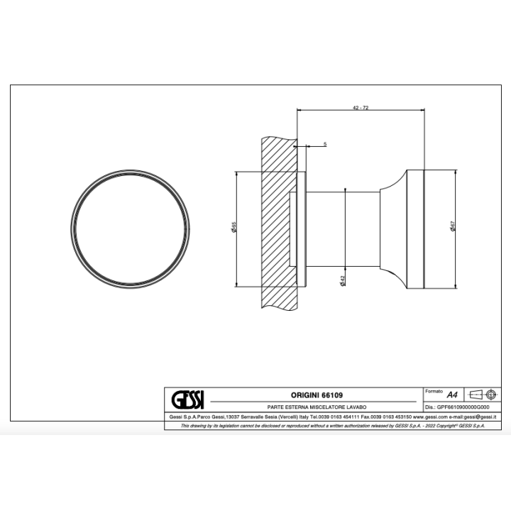 Bateria natryskowa GESSI ORIGINI chrom 66109031