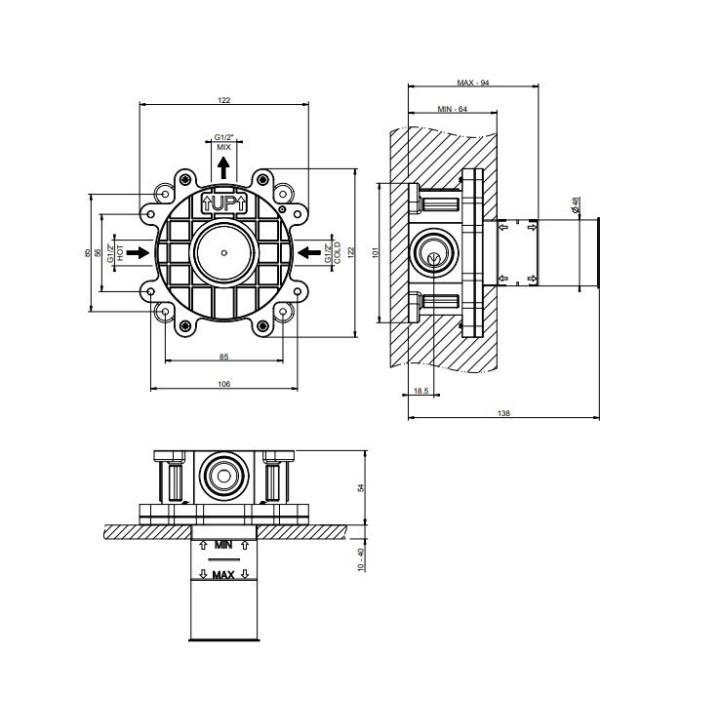 Element podtynkowy GESSI ORIGINI stal szczotkowana 54055239