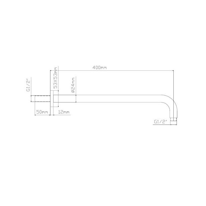 Ramię ścienne do deszczownicy 40 cm Omnires chrom RA01K/XCR