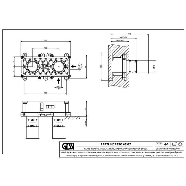 Element podtynkowy GESSI stal szczotkowana 63397239
