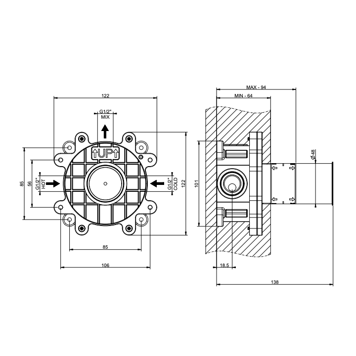 Element podtynkowy GESSI stal szczotkowana 63412239