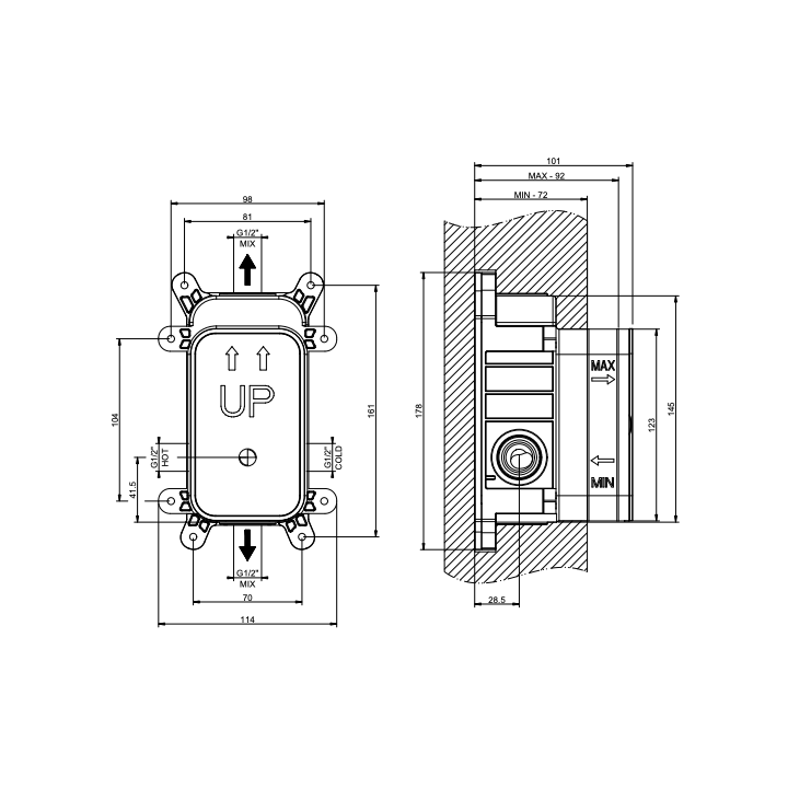 Element podtynkowy do baterii natryskowej 2-drożnej GESSI chrom 44673031
