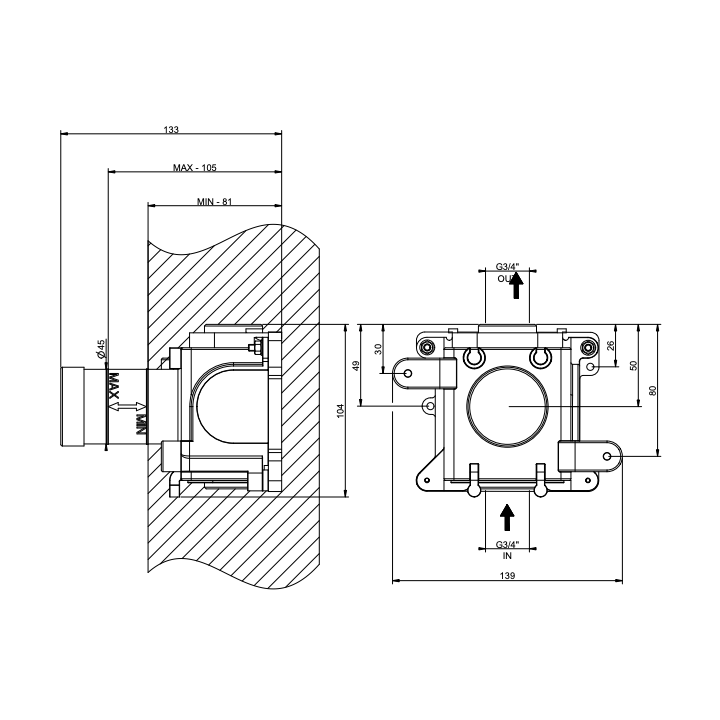 Element podtynkowy do baterii termostatycznej GESSI chrom 43283031