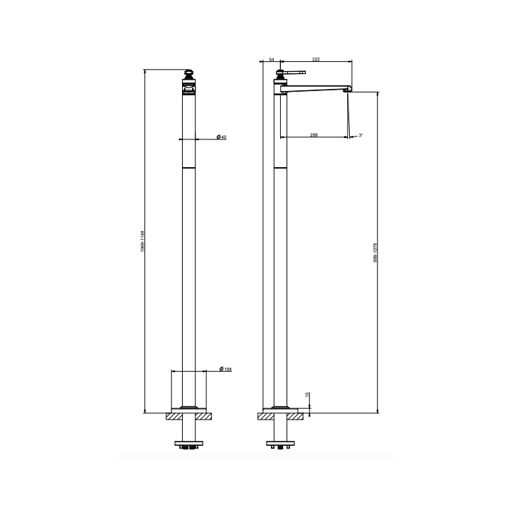 Bateria umywalkowa wolnostojąca GESSI VENTI20 chrom 65095031