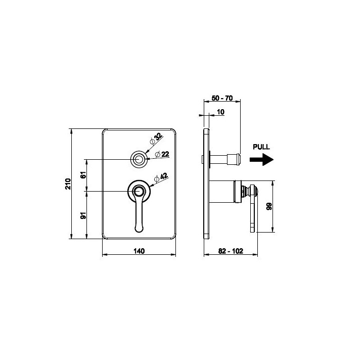Bateria natryskowa 2-drożna GESSI VENTI20 chrom 65079031