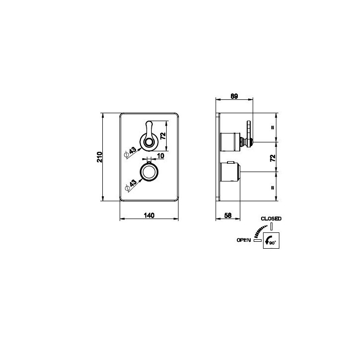 Bateria natryskowa 1-drożna termostatyczna GESSI VENTI20 chrom 65133031