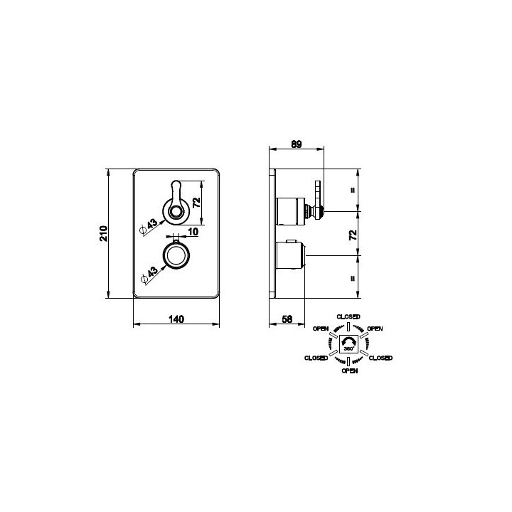 Bateria natryskowa 3-drożna termostatyczna GESSI VENTI20 chrom 65137031