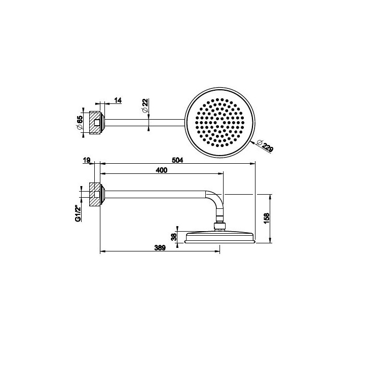 Deszczownica ścienna 229 mm GESSI VENTI20 chrom 65148031
