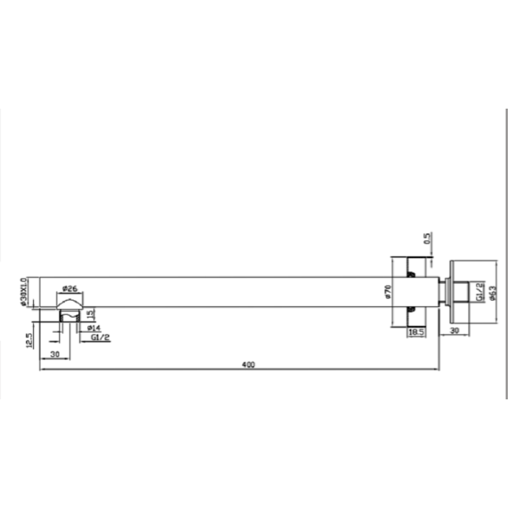 Ramię ścienne słoniowe 40 cm Omnires chrom RA02XCR