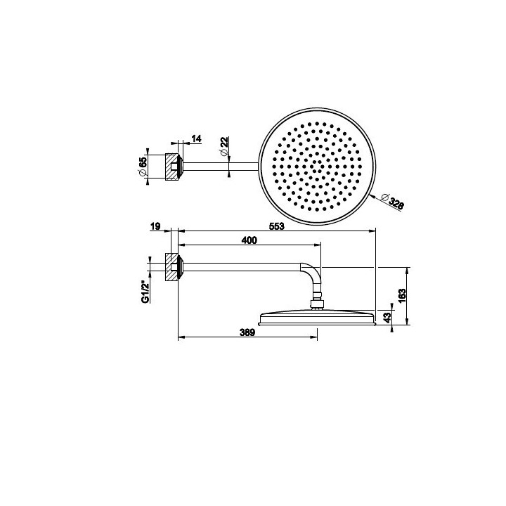 Deszczownica ścienna 328 mm GESSI VENTI20 chrom 65149031