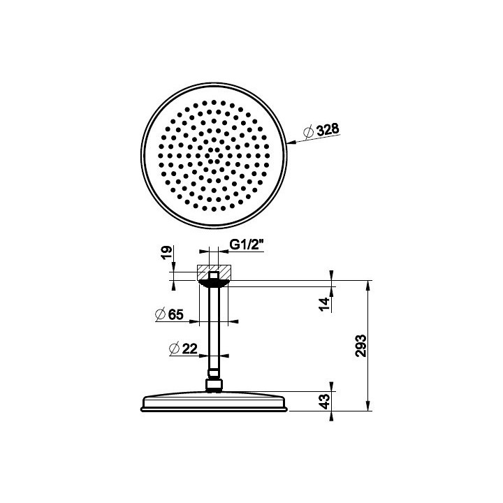 Deszczownica sufitowa 328 mm GESSI VENTI20 chrom 65153031