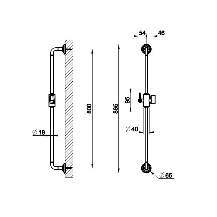Drążek natryskowy 80 cm GESSI VENTI20 chrom 65145031