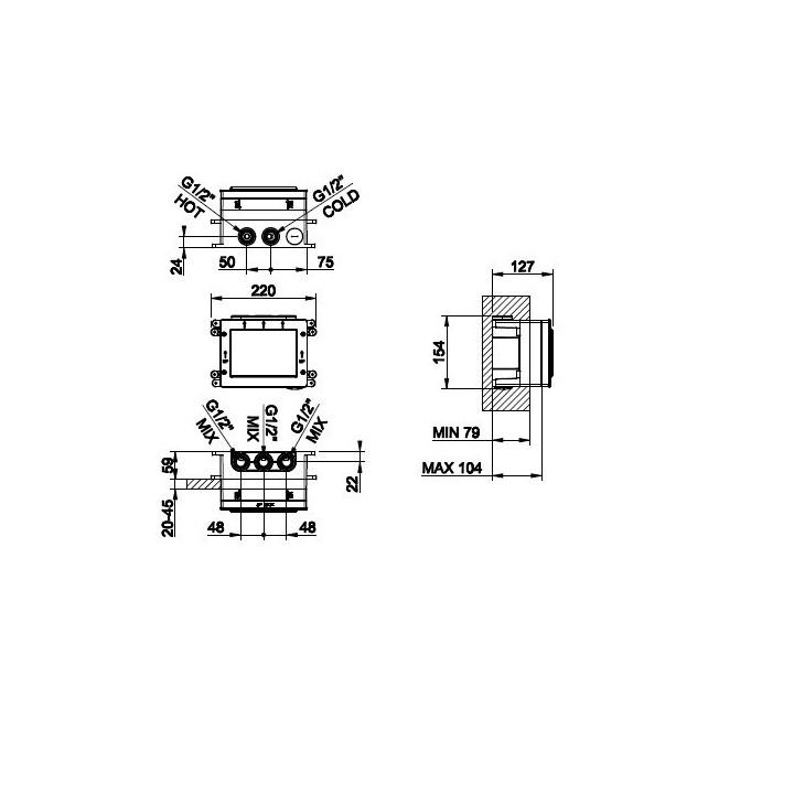 Element podtynkowy do baterii natryskowej Hi-Fi ECLECTIC GESSI chrom 63055031
