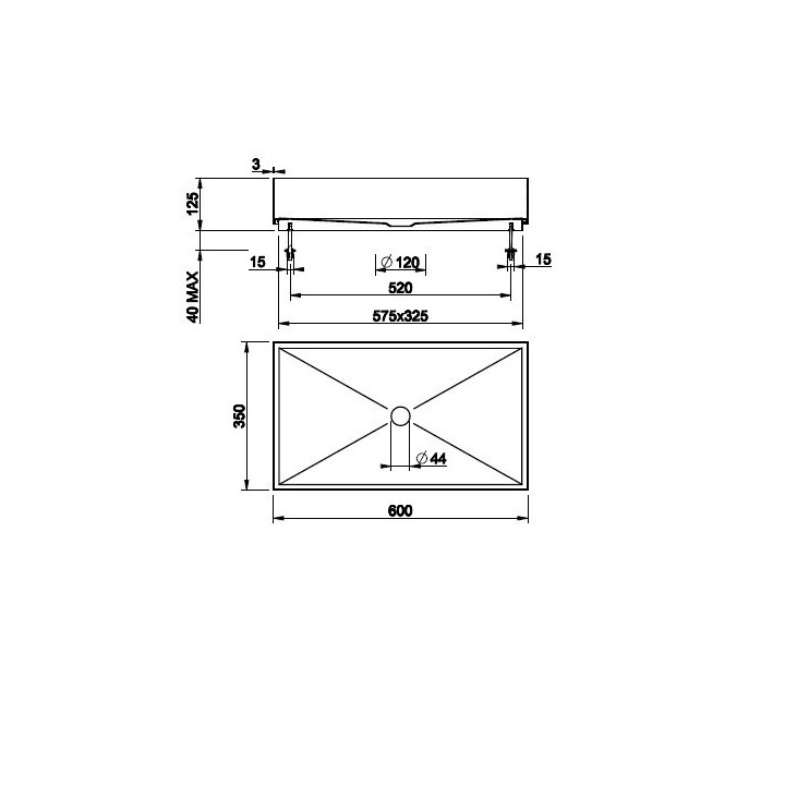 Umywalka nablatowa 60x35 cm GESSI VENTI20 stal szczotkowana 54606239