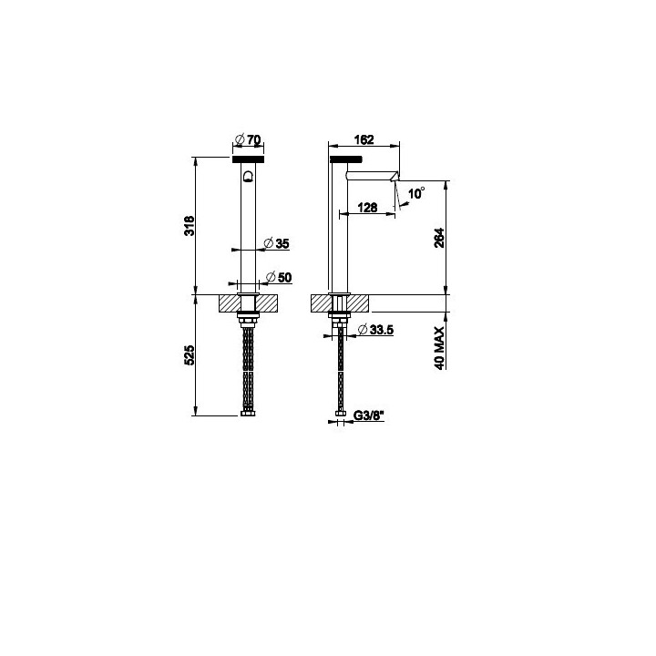 Bateria umywalkowa z wylewką 12,8 cm GESSI ANELLO chrom 63304031