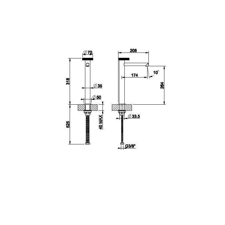 Bateria umywalkowa z wylewką 17,4 cm GESSI ANELLO chrom 63306031