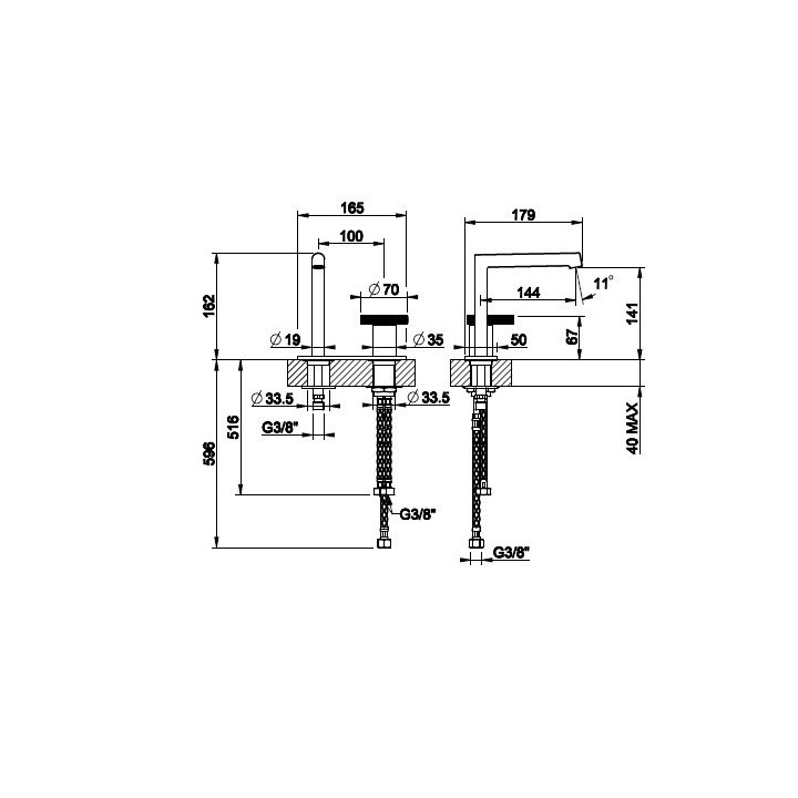 Bateria umywalkowa GESSI ANELLO chrom 63315031