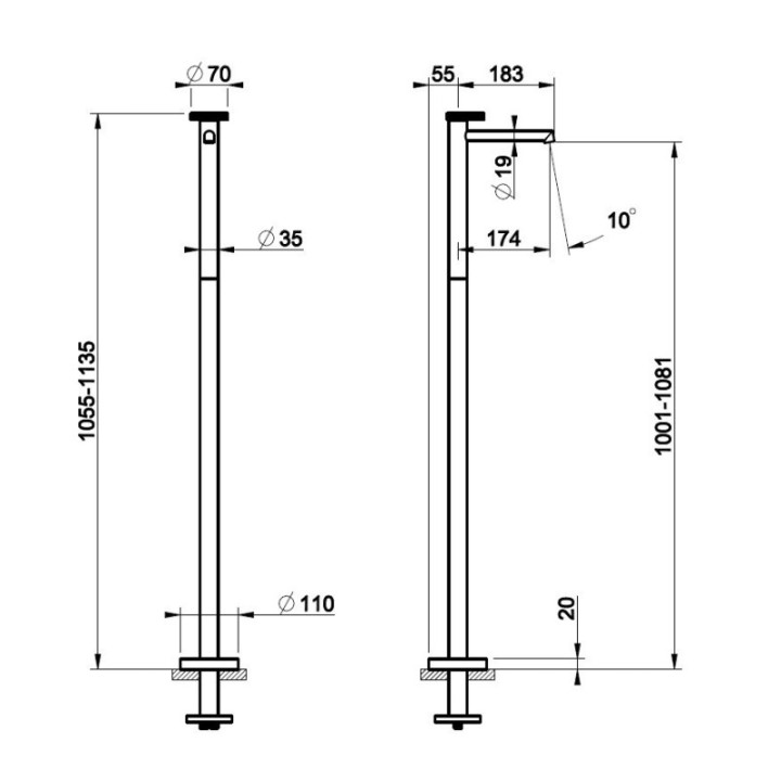Bateria umywalkowa wolnostojąca GESSI ANELLO chrom 63393031