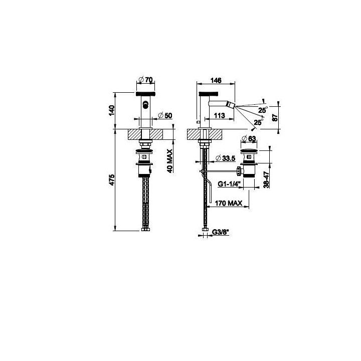 Bateria bidetowa GESSI ANELLO chrom 63307031