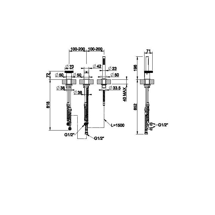 Bateria wannowa 3-otworowa GESSI ANELLO chrom 63347031