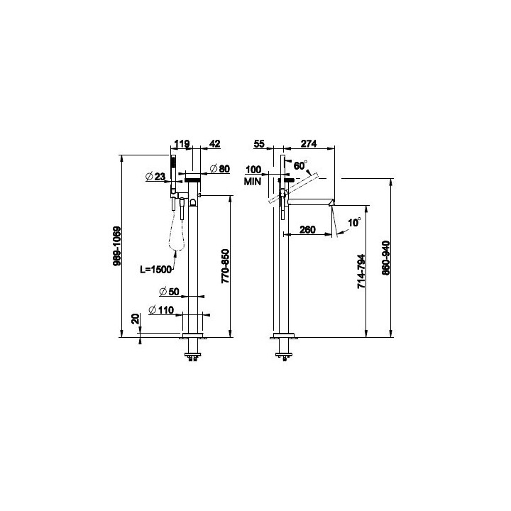 Bateria wannowa wolnostojąca GESSI ANELLO chrom 63328031