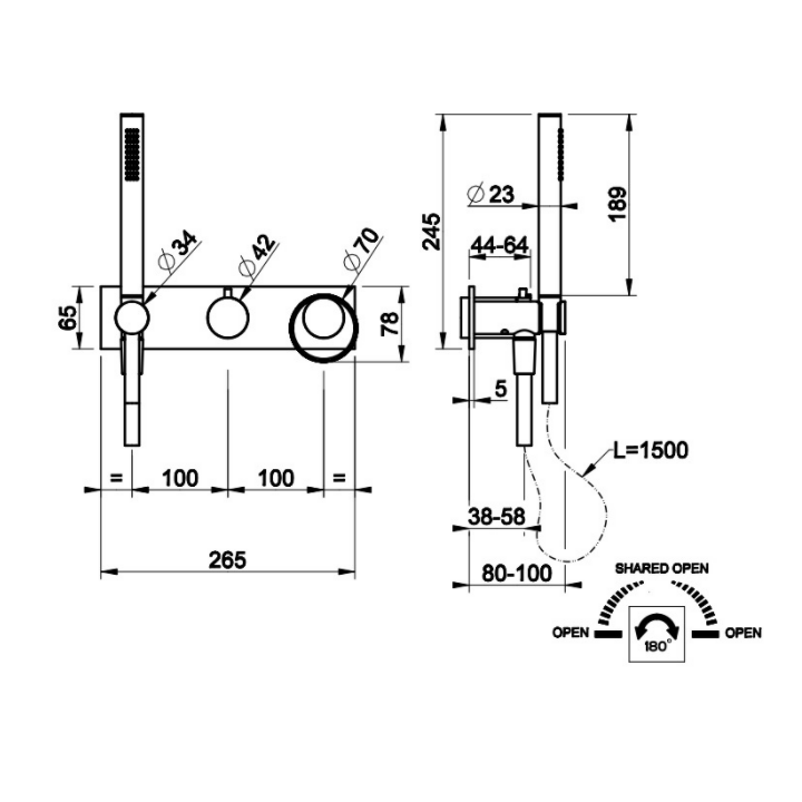 Bateria podtynkowa 2-drożna GESSI ANELLO chrom 63343031