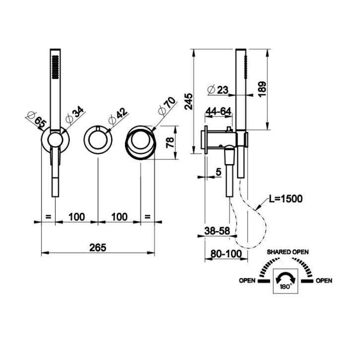 Bateria podtynkowa 2-drożna GESSI ANELLO chrom 63345031
