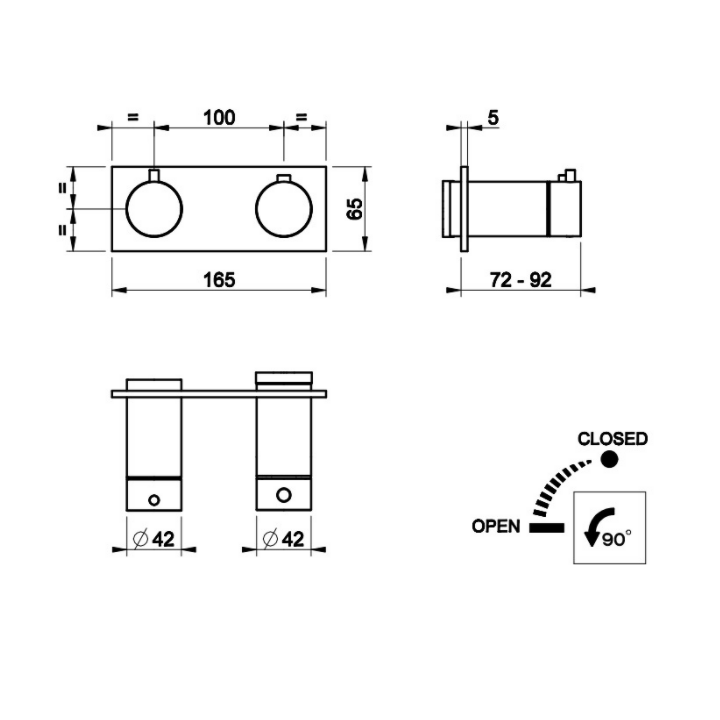 Bateria podtynkowa 1-drożna GESSI ANELLO chrom 63332031