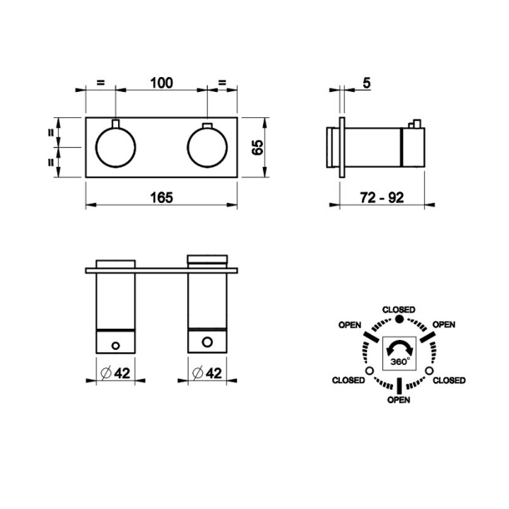 Bateria podtynkowa 3-drożna GESSI ANELLO chrom 63336031