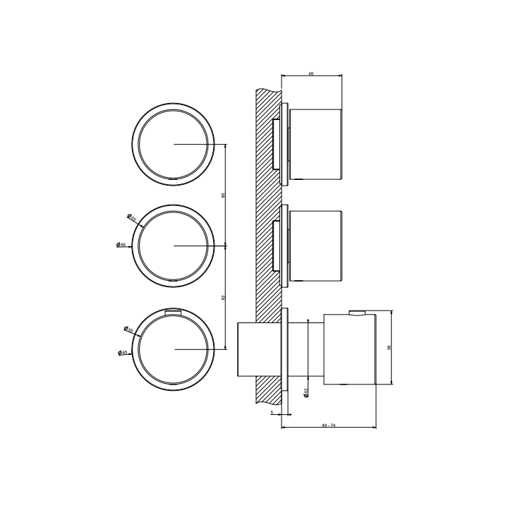 Bateria podtynkowa termostatyczna GESSI ANELLO chrom 63434031