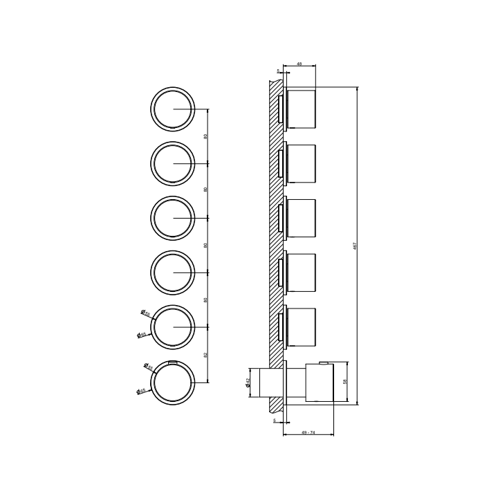 Bateria podtynkowa termostatyczna GESSI ANELLO chrom 63440031