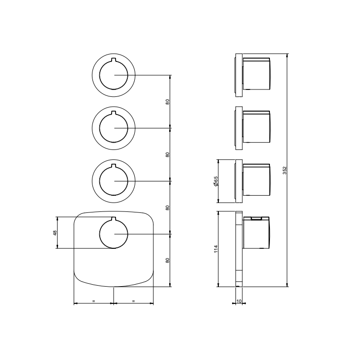 Bateria podtynkowa termostatyczna 3-drożna GESSI ANELLO chrom 43236031