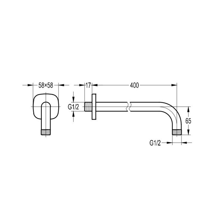 Ramię ścienne do deszczownicy 40 cm Omnires Hudson chrom RA05CR