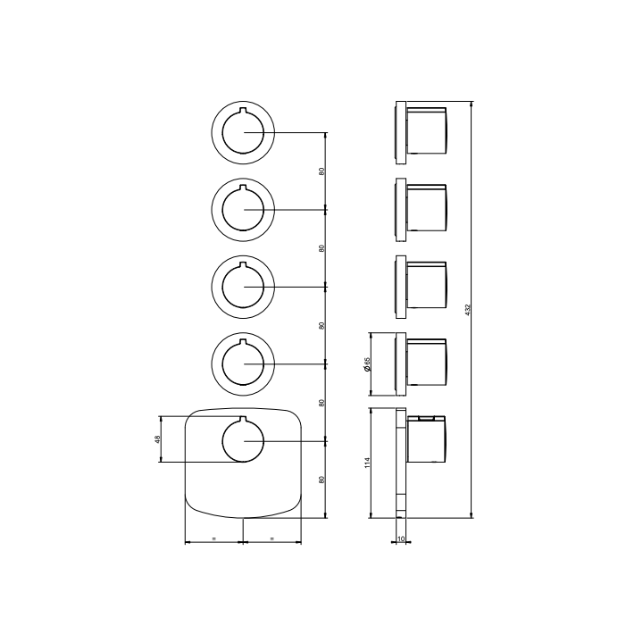 Bateria podtynkowa termostatyczna 4-drożna GESSI ANELLO chrom 43238031