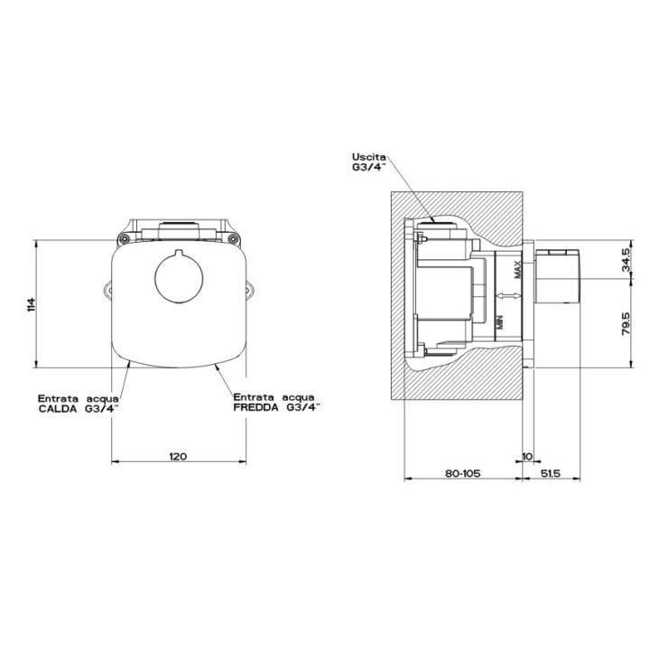 Bateria natryskowa podtynkowa GESSI ANELLO chrom 43256031