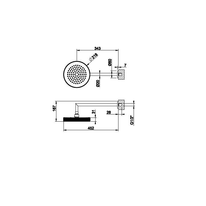 Deszczownica ścienna 218 mm GESSI ANELLO chrom 63448031