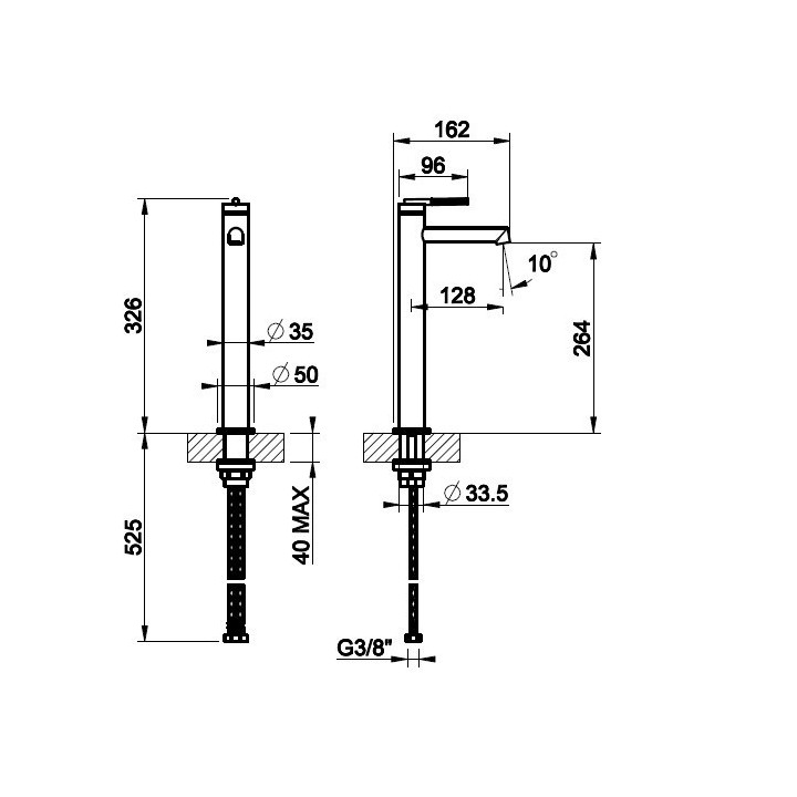 Bateria umywalkowa z krótką wylewką GESSI INGRANAGGIO chrom 63504031