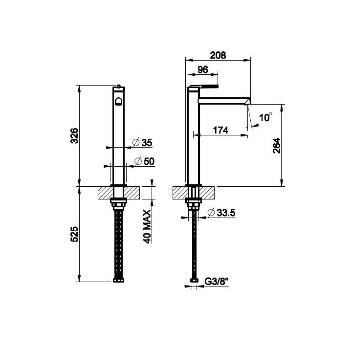 Bateria umywalkowa z długą wylewką GESSI INGRANAGGIO chrom 63506031