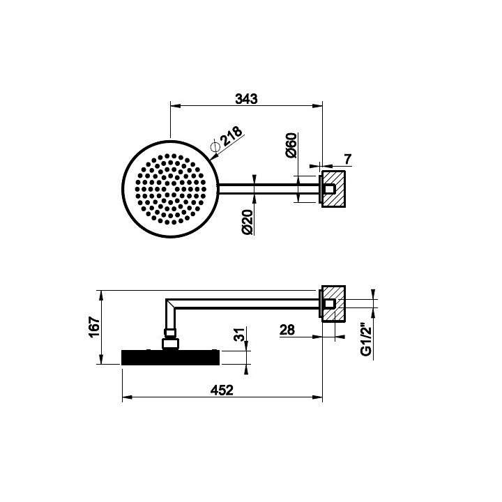 Deszczownica ścienna 218 mm GESSI INGRANAGGIO chrom 63548031