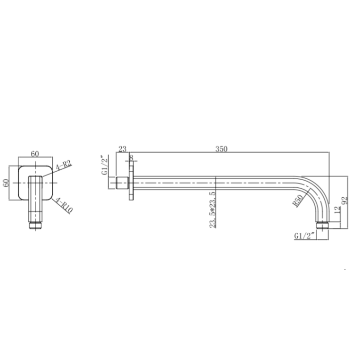 Ramię ścienne do deszczownicy 35 cm Omnires chrom RA15CR