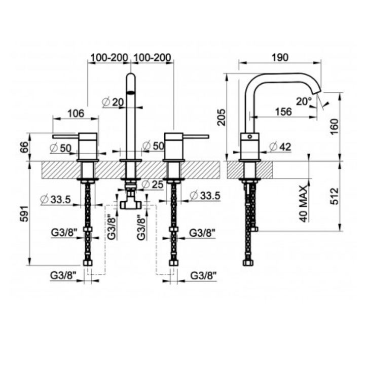 Bateria umywalkowa GESSI 316 MECCANICA stal szczotkowana 54212239