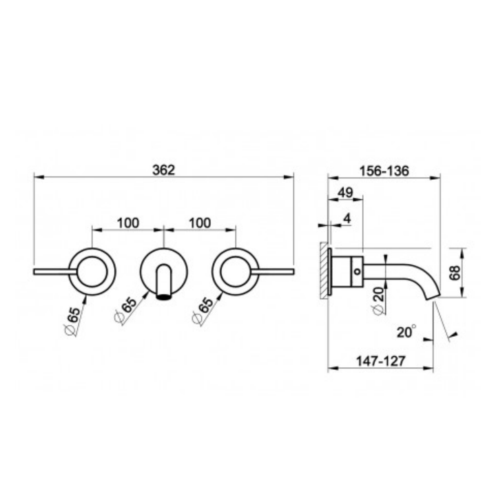 Bateria umywalkowa podtynkowa GESSI 316 MECCANICA stal szczotkowana 54292239