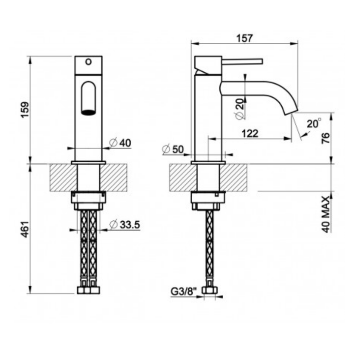 Bateria umywalkowa GESSI 316 CESELLO stal szczotkowana 54402239