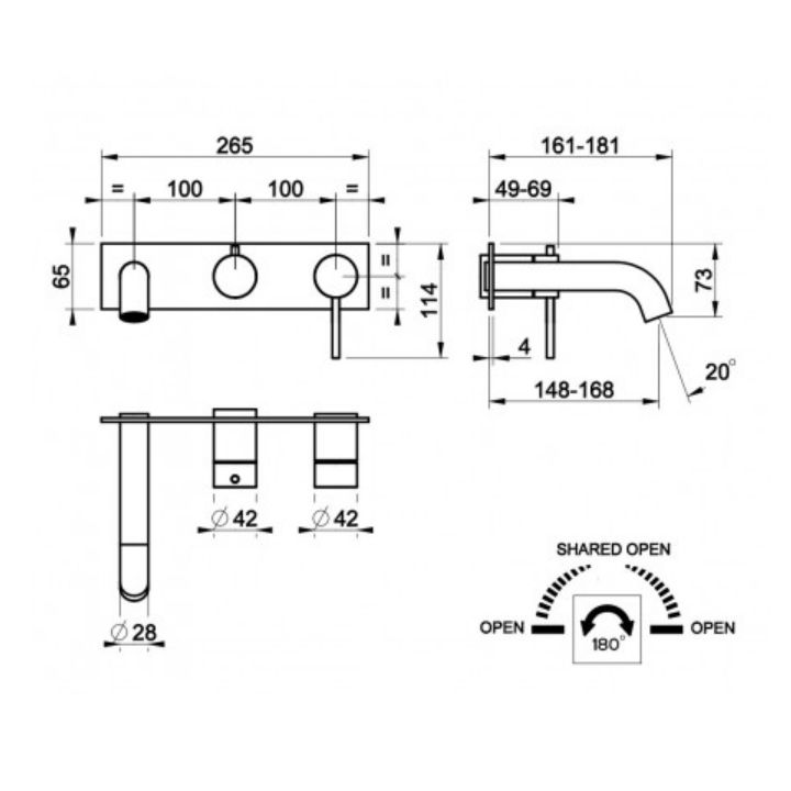 Bateria wannowa 2-drożna GESSI 316 stal szczotkowana 54136239