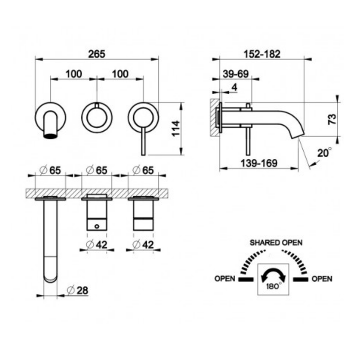 Bateria wannowa 2-drożna GESSI 316 stal szczotkowana 54140239